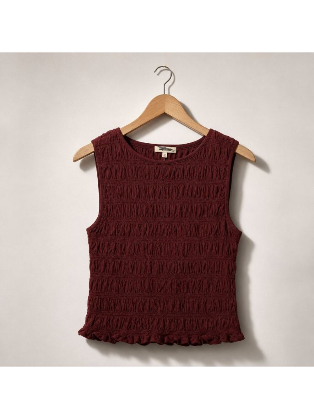Madewell Smocked Boatneck Tank Top Women’s XS Henna Brown Cotton Linen Blend NWT - Picture 10 of 16